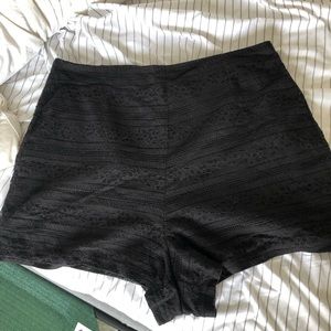 High waisted lace black shorts